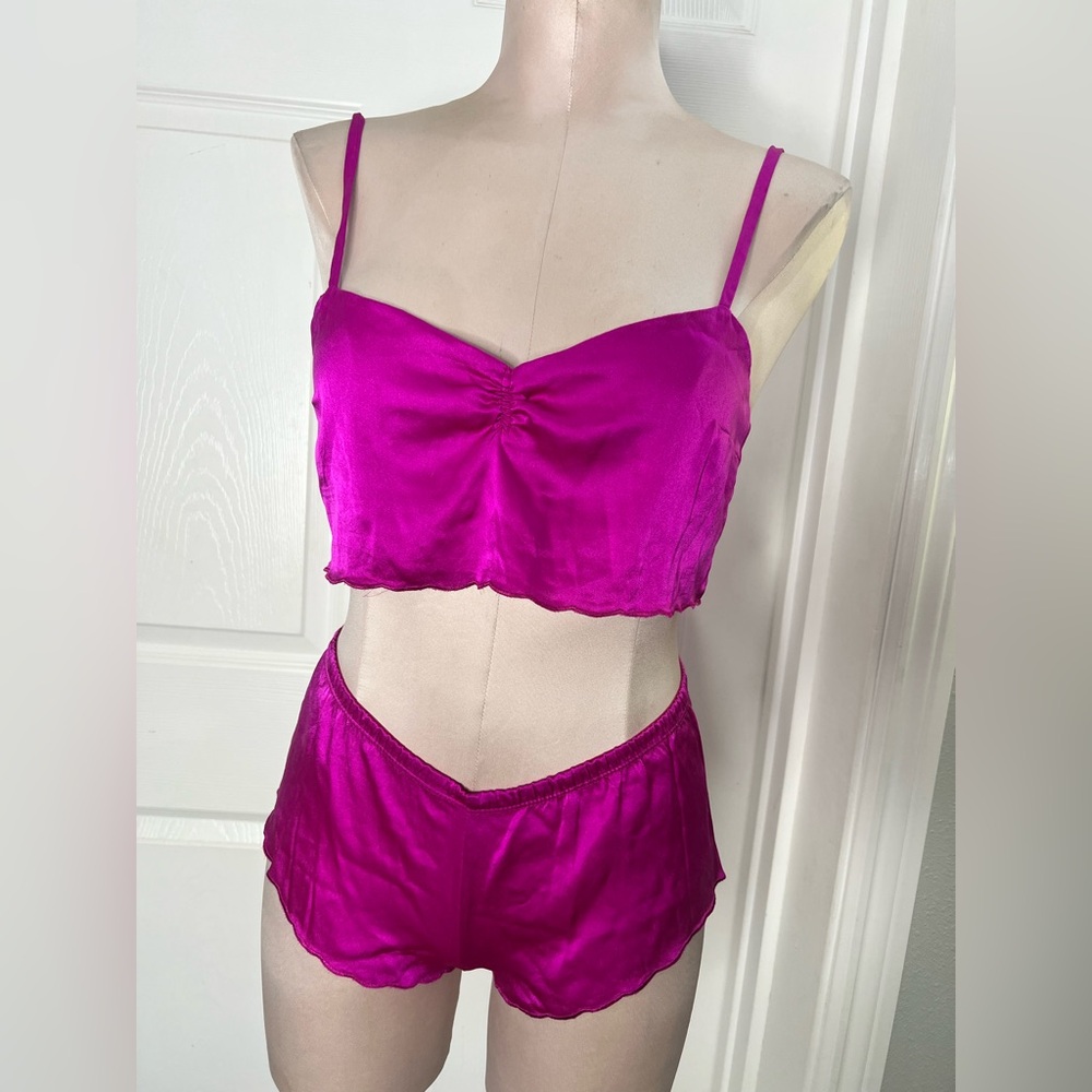 Zinke Fuchsia Pink Silk Blend Lounge Pajama PJs Sz M